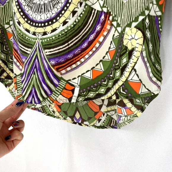 Chico's Blouse Multicolor Geometric High Low 0 (4/S) - Picture 6 of 8